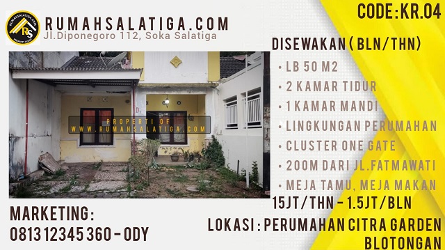 #116 | 15 JT | LB:50 LT:74 | Disewakan Rumah Disalatiga | Perum Citra Garden
