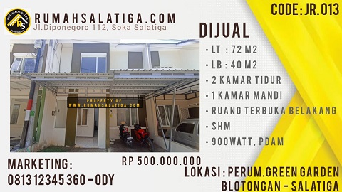 #101 | 550JT | LT:72m2 LB:40m2 | Jual Rumah di Salatiga | Perum Green Garden, Blotongan