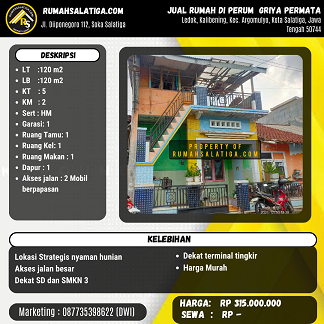 #08 | 3135JT | LT:120m2 LB: 120m2 | Jual Rumah di Salatiga | Griya Permata, Tingkir