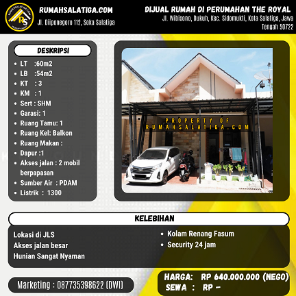 #08 | 640JT | LT:60m2 LB:108m2 | Jual Rumah di Salatiga | Perum The Royal, Sidomukti