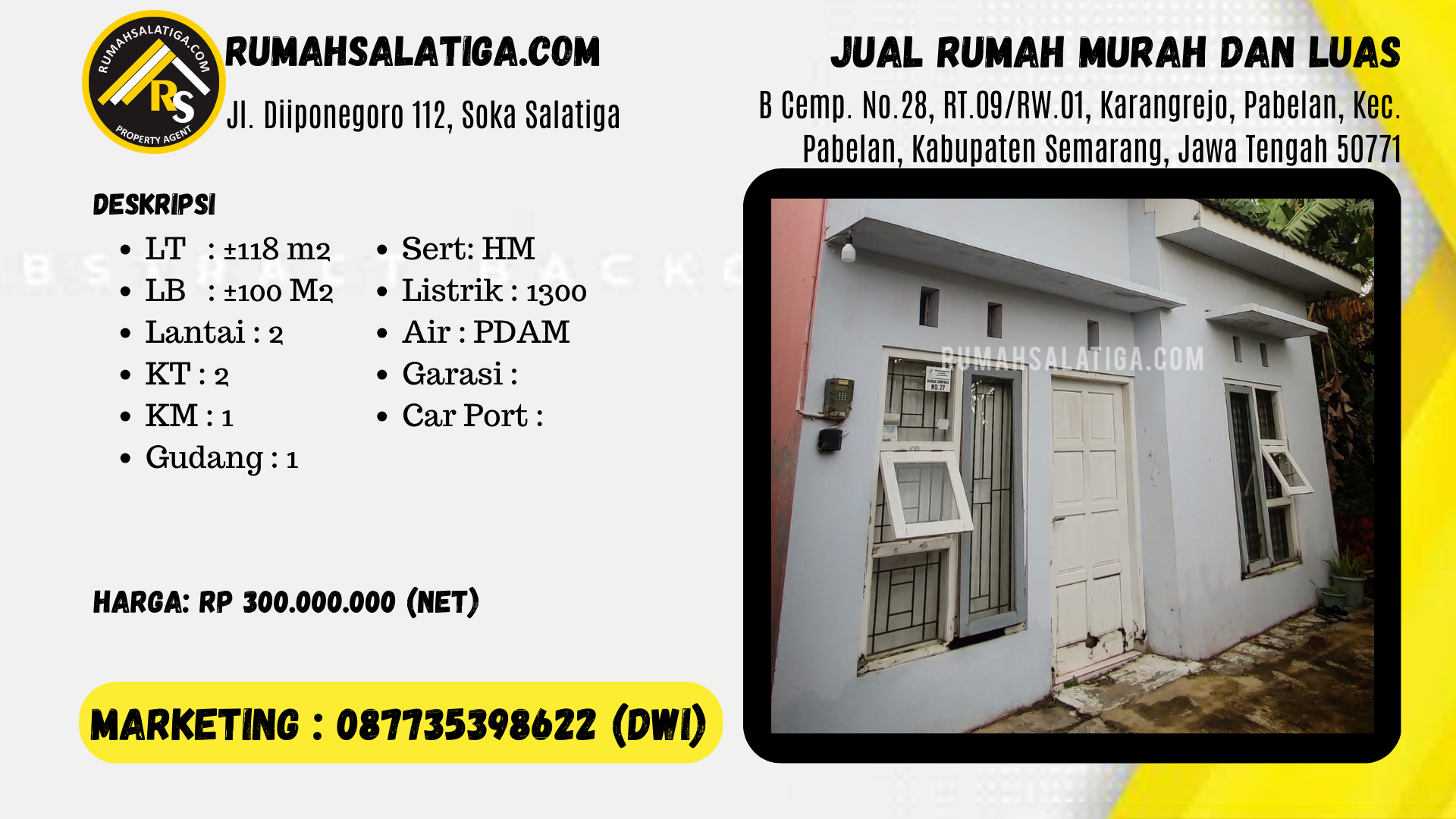 #08 | 300JT | LT:118m2 LB:100m2 | Jual Rumah di Salatiga | Perumahan Pondok Hijau