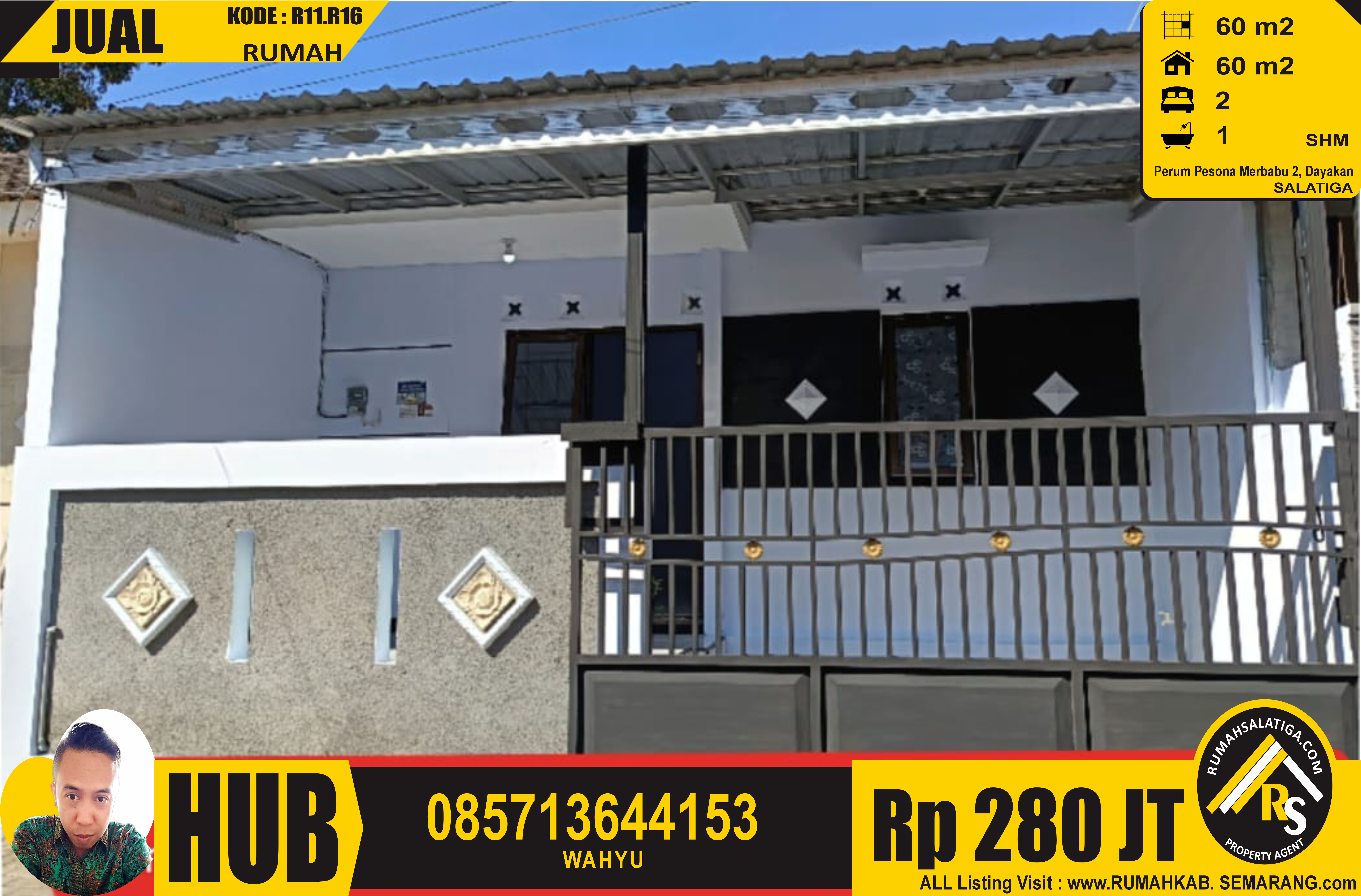 #1116 | 280JT | LT:60m2 LB:60m2 | Jual Rumah di Salatiga | Perumahan Merbabu 2