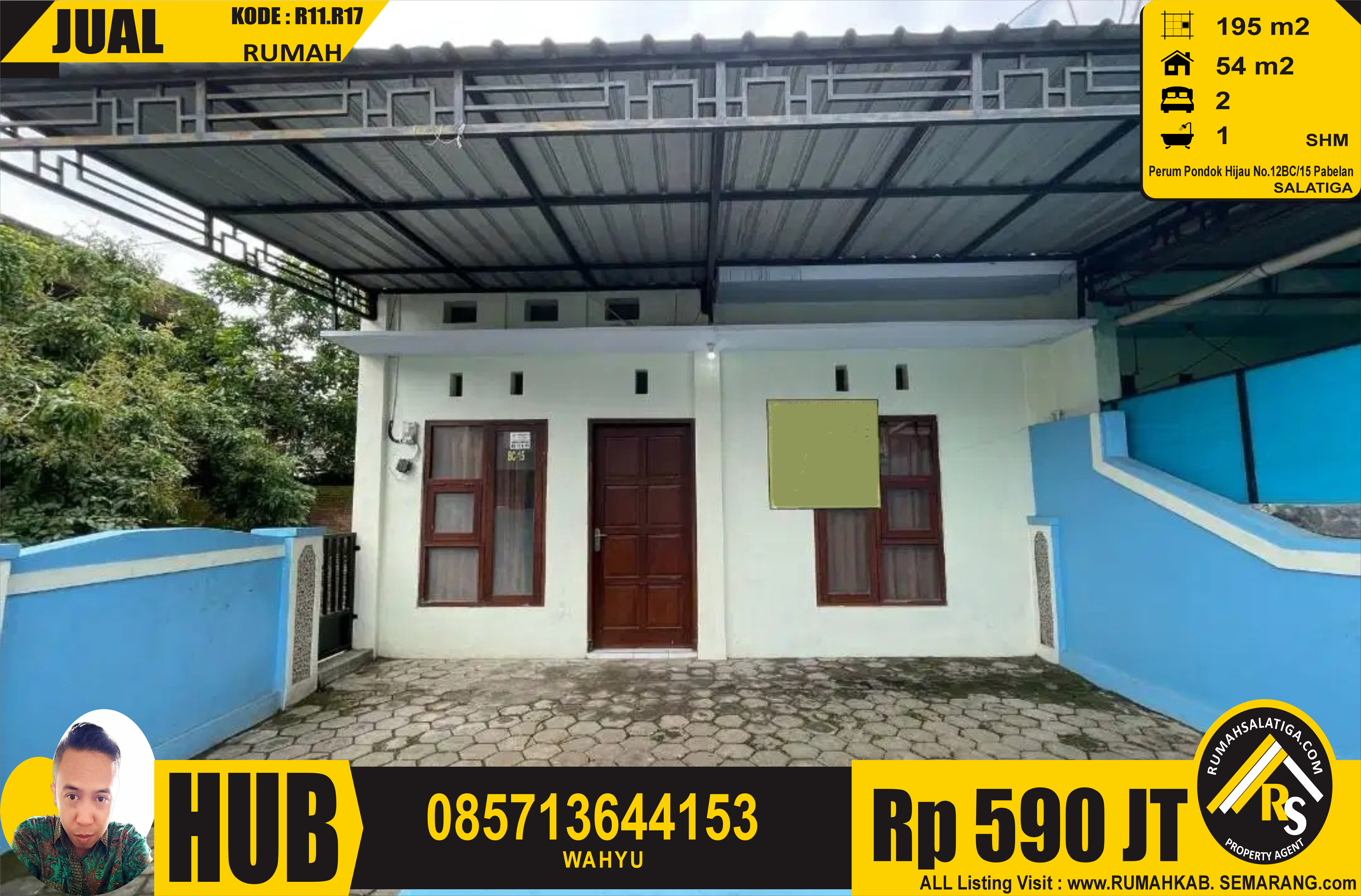 #1117 | 590JT | LT:195m2 LB:54m2 | Jual Rumah di Salatiga | Perumahan Pondok Hijau
