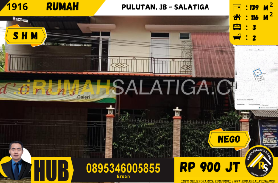 #1916 | 900JT | LT:139m2 LB:116m2 | Jual Rumah 2 Lantai di Salatiga | Pulutan