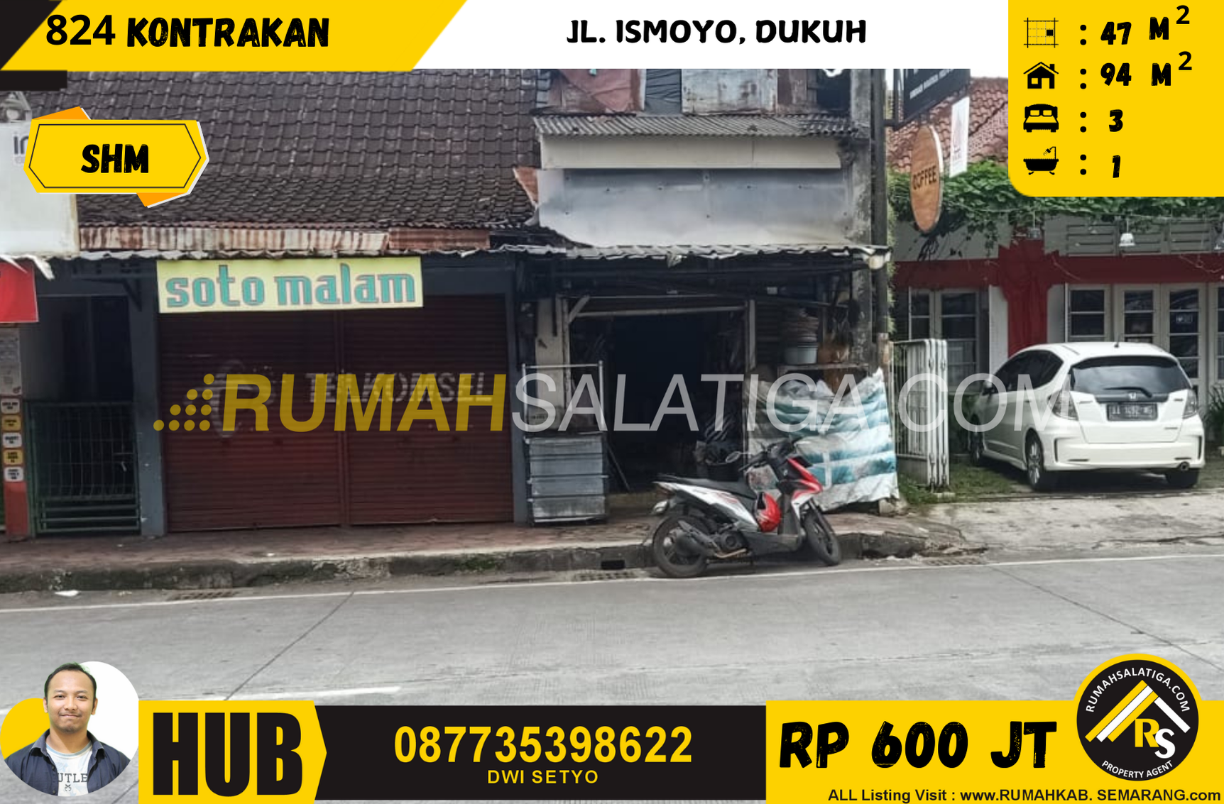 #824 | 600JT | LT:47 LB:94 | Jual Ruko di Salatiga | Jl. Patimura