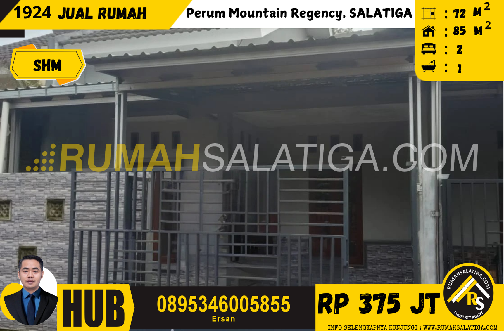 #1924 | 375JT | LT:72m2 LB:85m2 | Jual Rumah Salatiga | Perumahan Mountain Regency