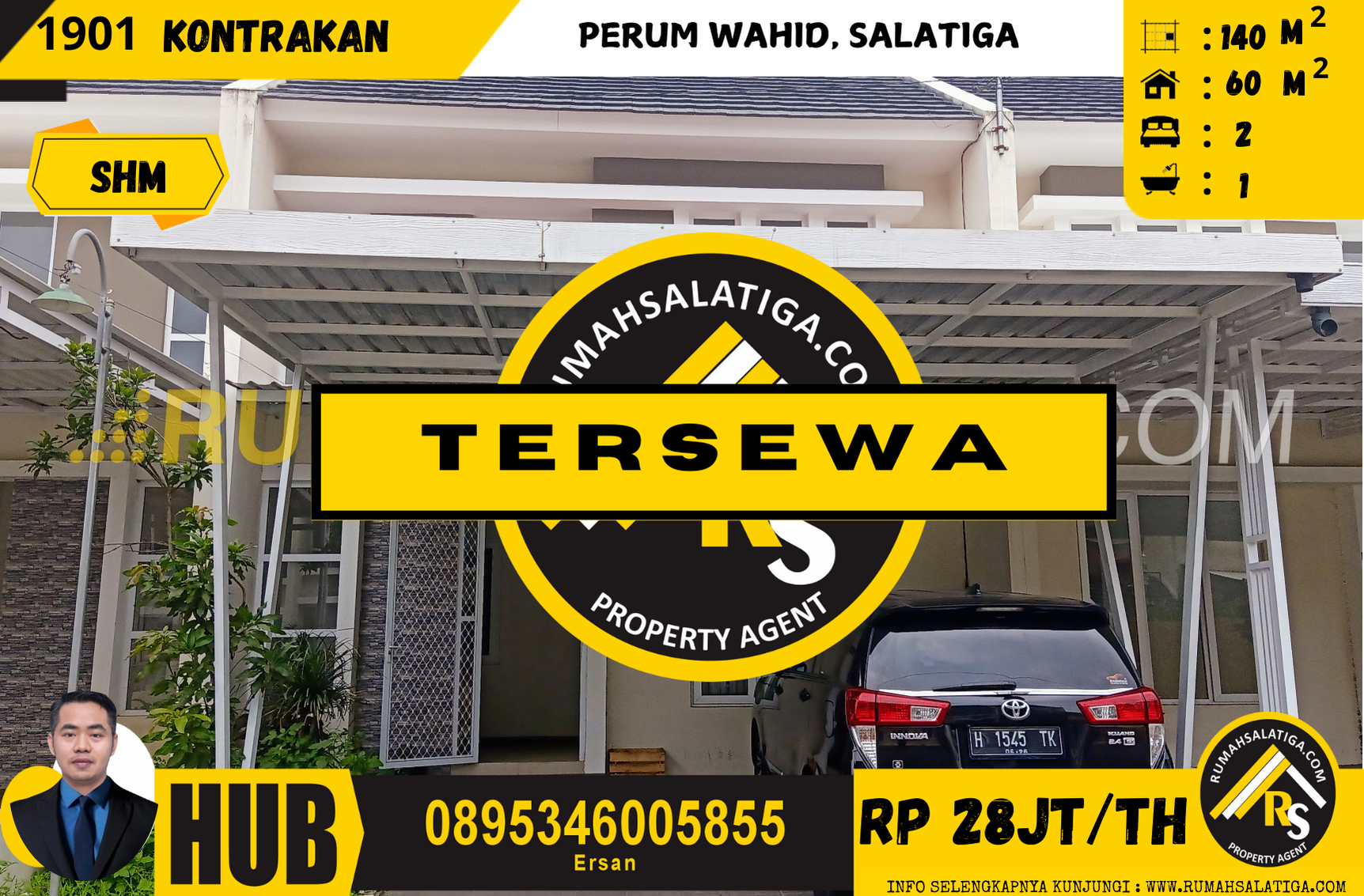 #1901 | 28JT | LT:140m2 LB:60m2 | Kontrakan Rumah di Salatiga | Perumahan Wahid (Tersewa)