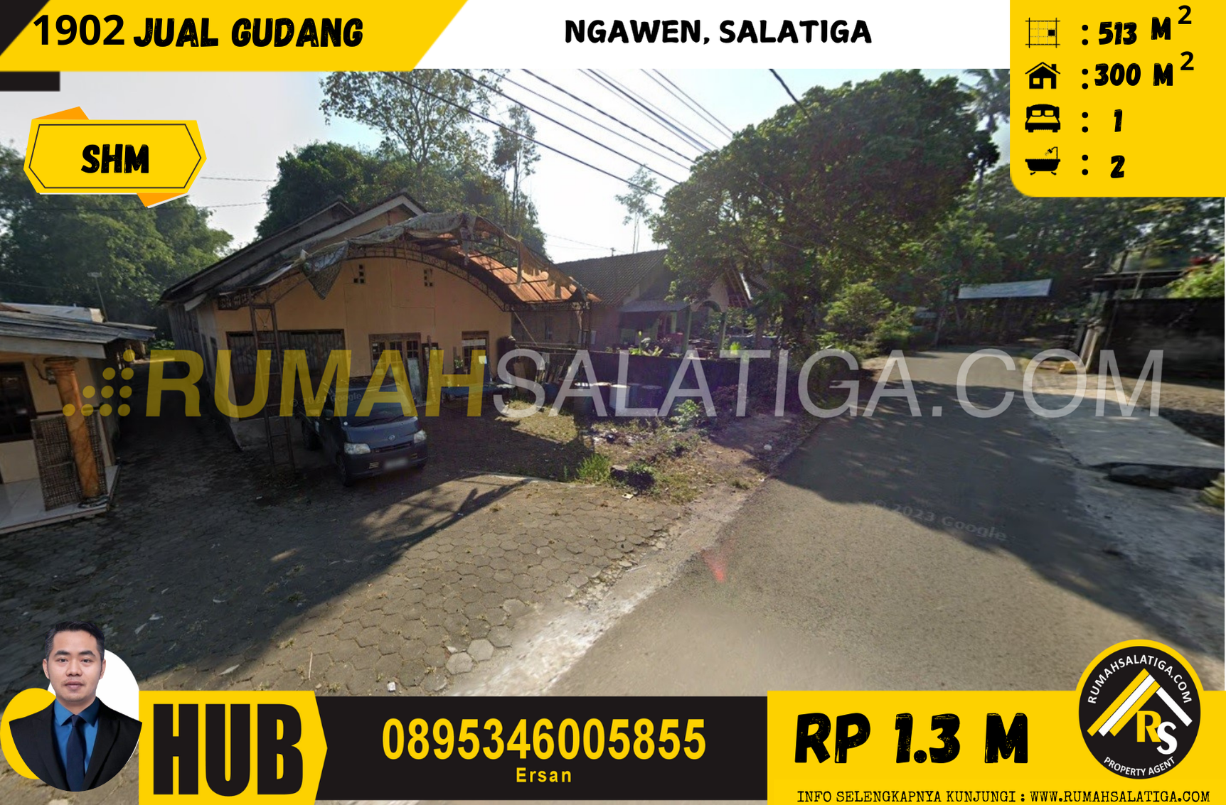 #1902 | 1,3M | LT:513 LB:300 | Jual Cepat Gudang di Salatiga | Ngawen