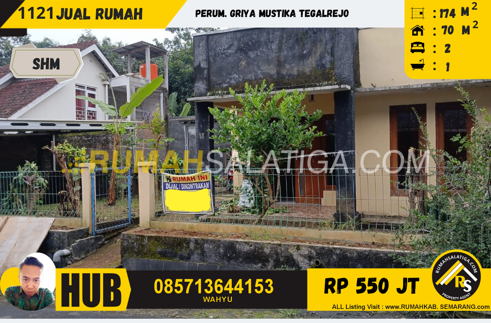 #1126 | 550JT | LT : 174 LB : 70 | Rumah Dijual di Salatiga |  Perum Griya Mustika Tegalrejo