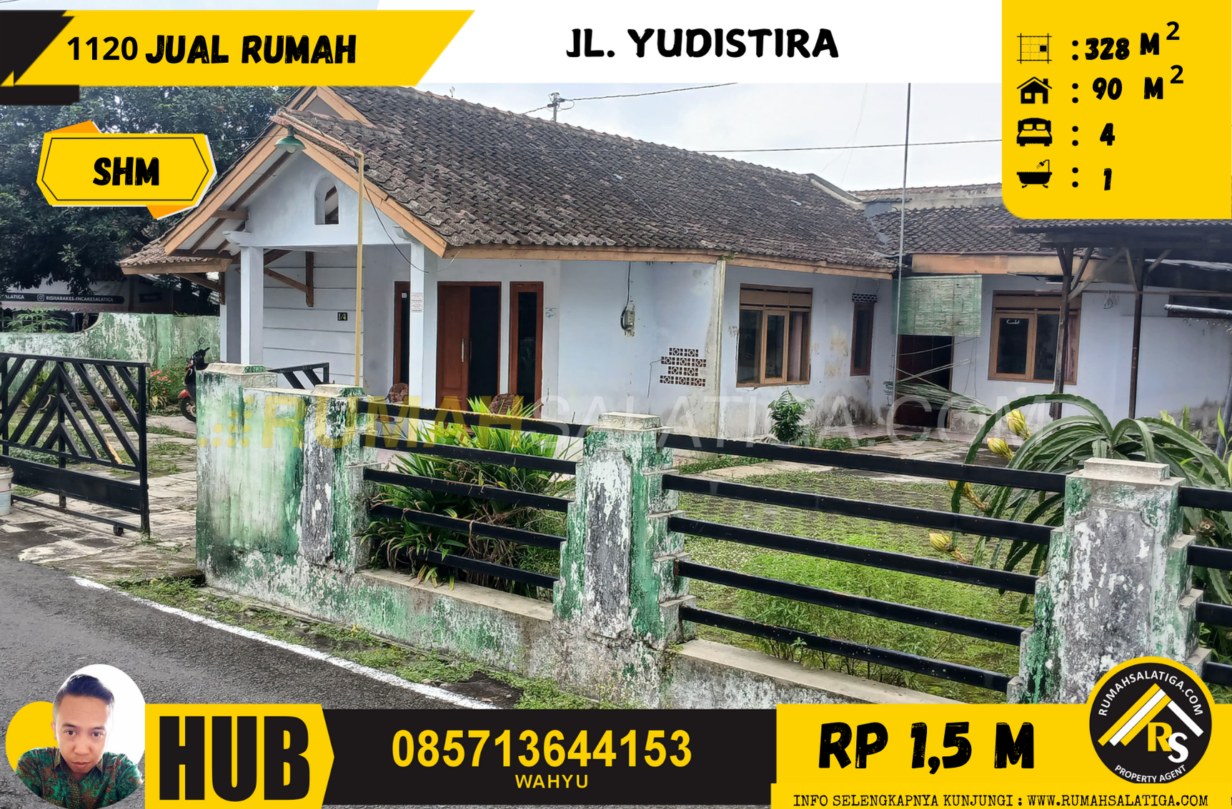 #1120 | 1,5M | LT:328m2 LB:90m2 | Jual Rumah Salatiga | Jl. Yudistira