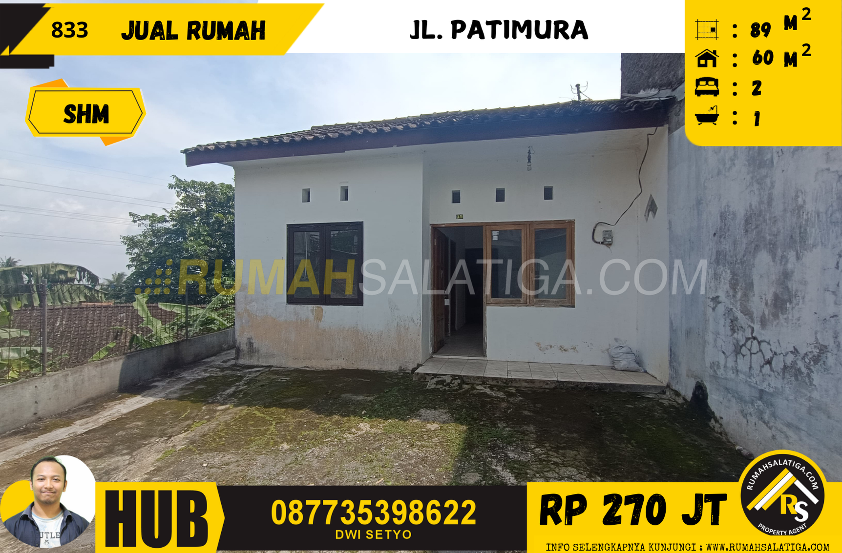 #833 | 270JT | LT89 LB:60 | Jual Rumah di Salatiga | Jl. Patimura