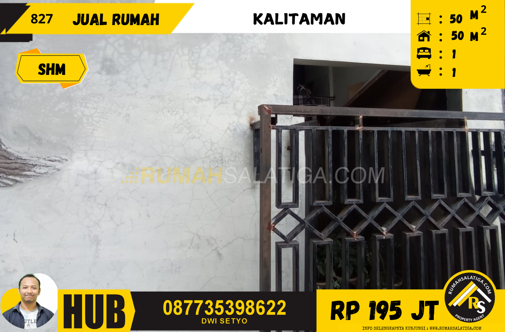 #827 | 195JT | LT:50 LB:50 | Jual Rumah di Salatiga | Kalitaman