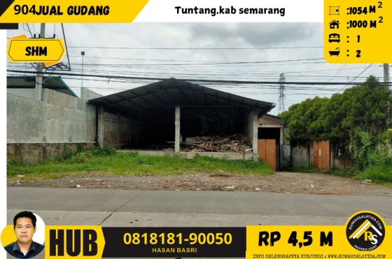 #904 | 4,5M | LT: 1054m2 LB: 1000m2 | Jual Gudang di Pabelan | Pabelan