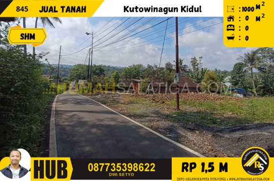 #845| 1,5 JT/mtr | LT : 1000 M2 | Jual Tanah di Salatiga | Kutowinangun Kidul