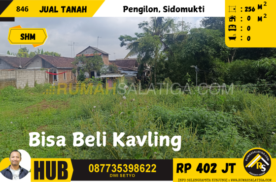 #846| LT  : 256 M2 | 1,57 JT/mtr | Jual Tanah di Salatiga | Pengilon Sidomukti SFI