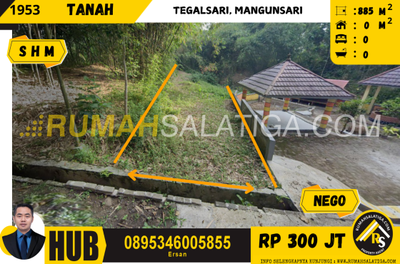 #1953 | 300jt | LT:885m2 | Jual Tanah di Salatiga | Tegalsari, Mangunsari