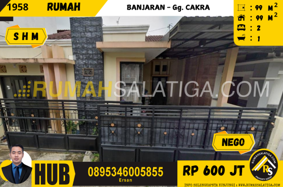 #1958 | 600JT | LT: 99m2 LB: 99m2 | Jual Rumah di Salatiga | Villa Permata Banjaran – Salatiga