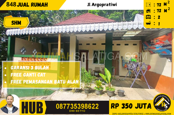 #848| 350 Juta | LT : 72 LB : 72 Jual Rumah di Salatiga | Jl Argopratiwi