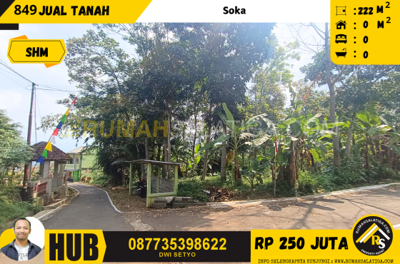 #849| 250 Juta | LT : 222 | Jual Rumah di Salatiga | Soka