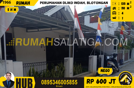 #1966 | 600jt | LT: 135m² LB: 110m² | Jual Rumah di Salatiga | Perumahan Dliko Indah – Blotongan