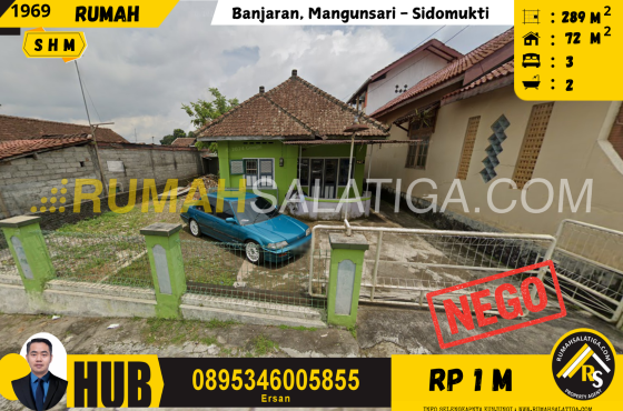 #1969 | 1M | LT: 289m² LB: 72m² | Jual Rumah di Salatiga | Banjaran – Sidomukti